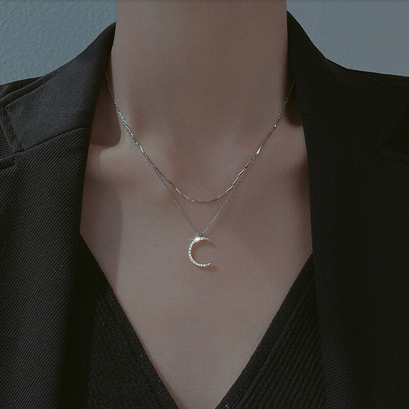 Double Layered Moon Necklace