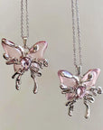 Y2K Liquid Pink Butterfly Necklace