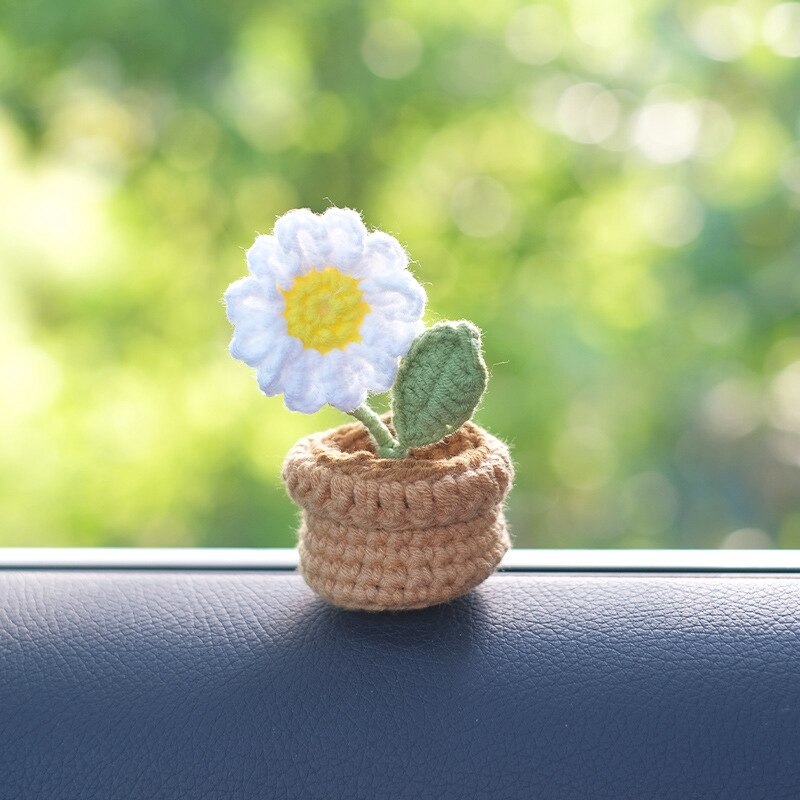 Mini Handmade Crochet Flowers Pots
