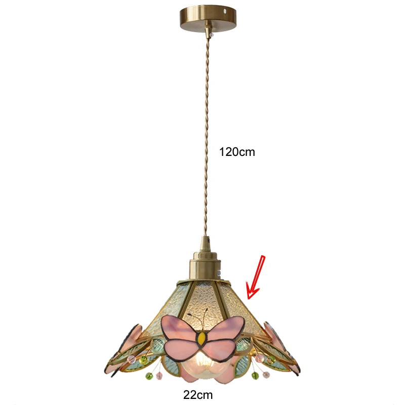 Stained Glass Butterfly Pendant Lamp