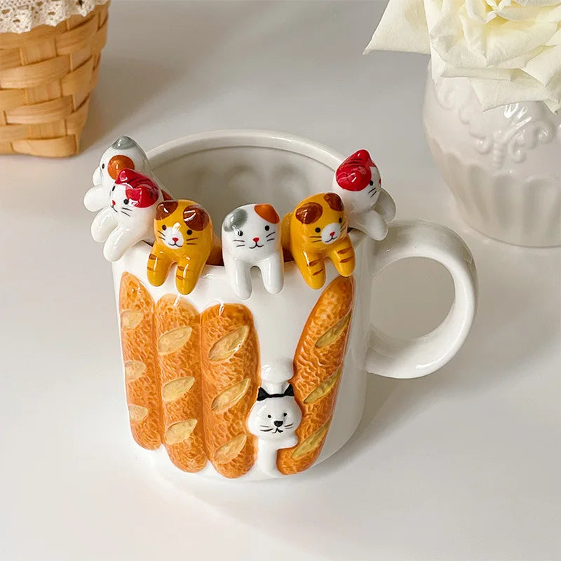 5Pcs Ceramic Cat Spoon