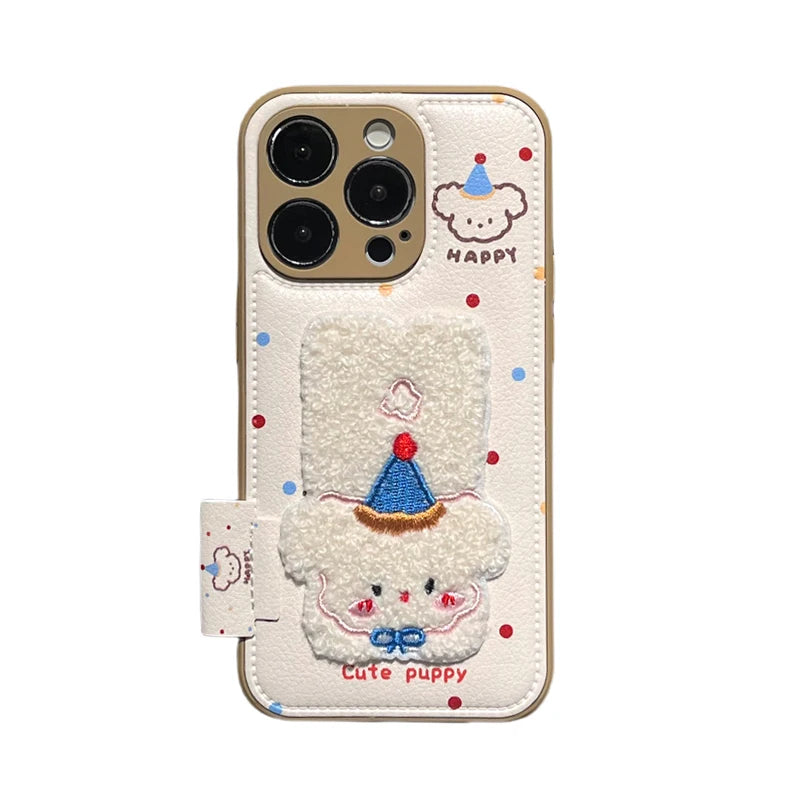 Plush Embroidered Dog Phonecase