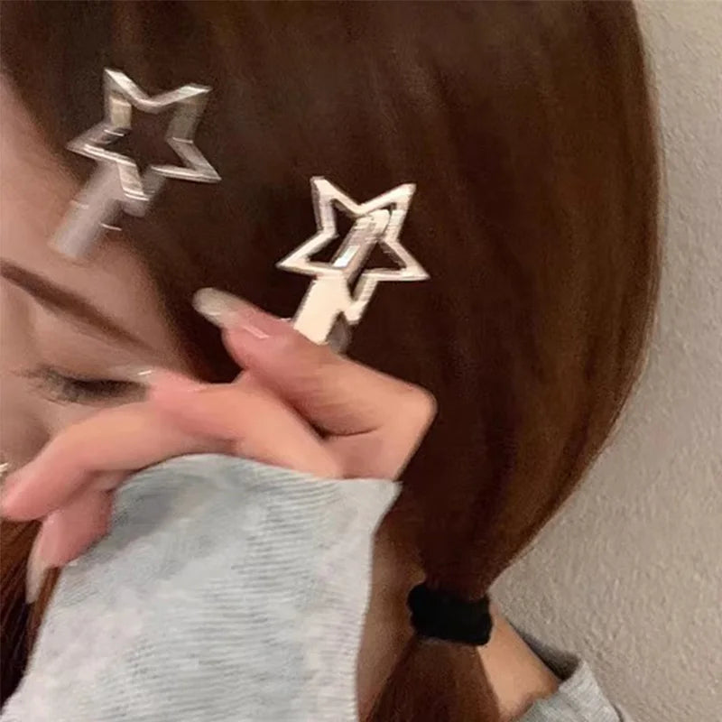 Hollow Silver Star Hairpins