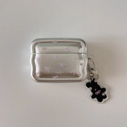 Metalic Pink Bow AirPods Case Keychain