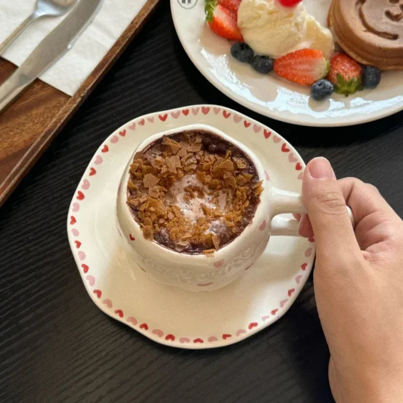 Flower Cup and Saucer Ceramic Mug