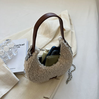 Fur Half Moon Handbag