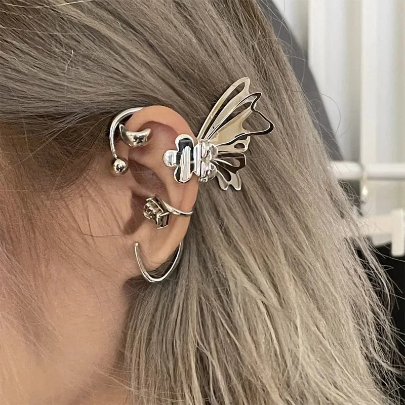 Silver Butterfly Ear Clip