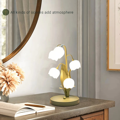 Lily of The Valley Green Table Lamp