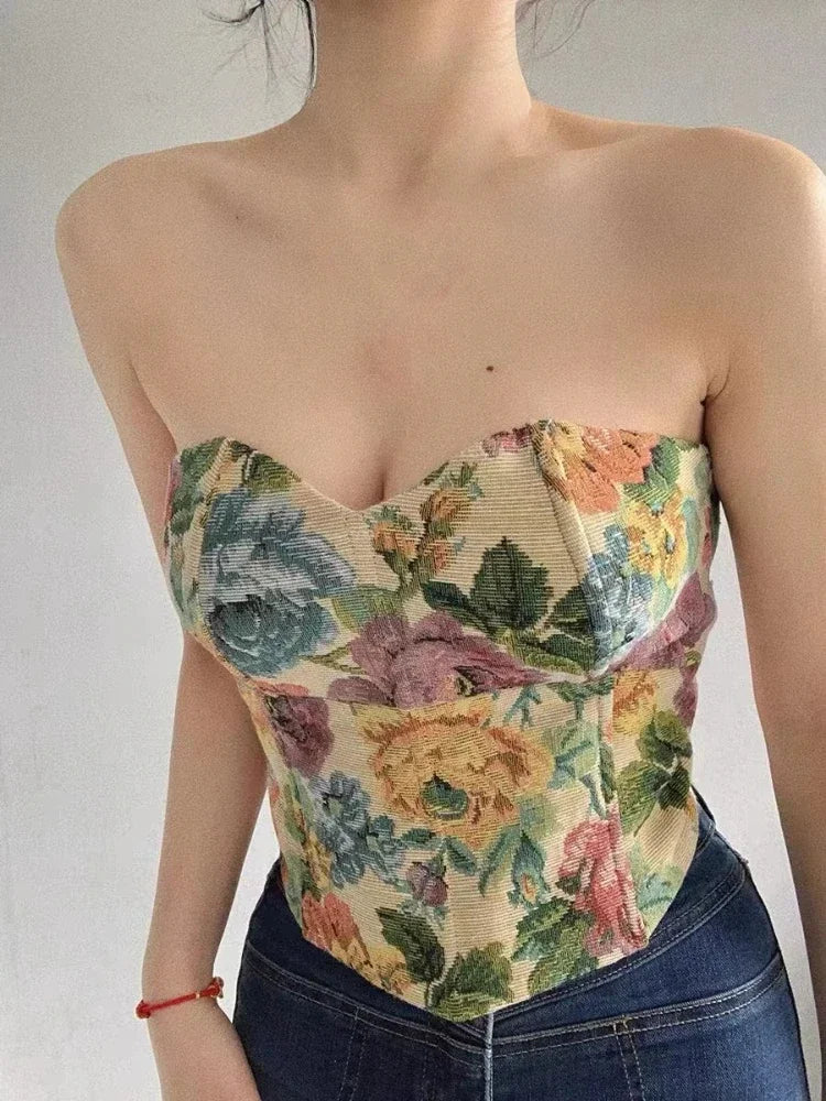 Vintage Embroidery Corset Top