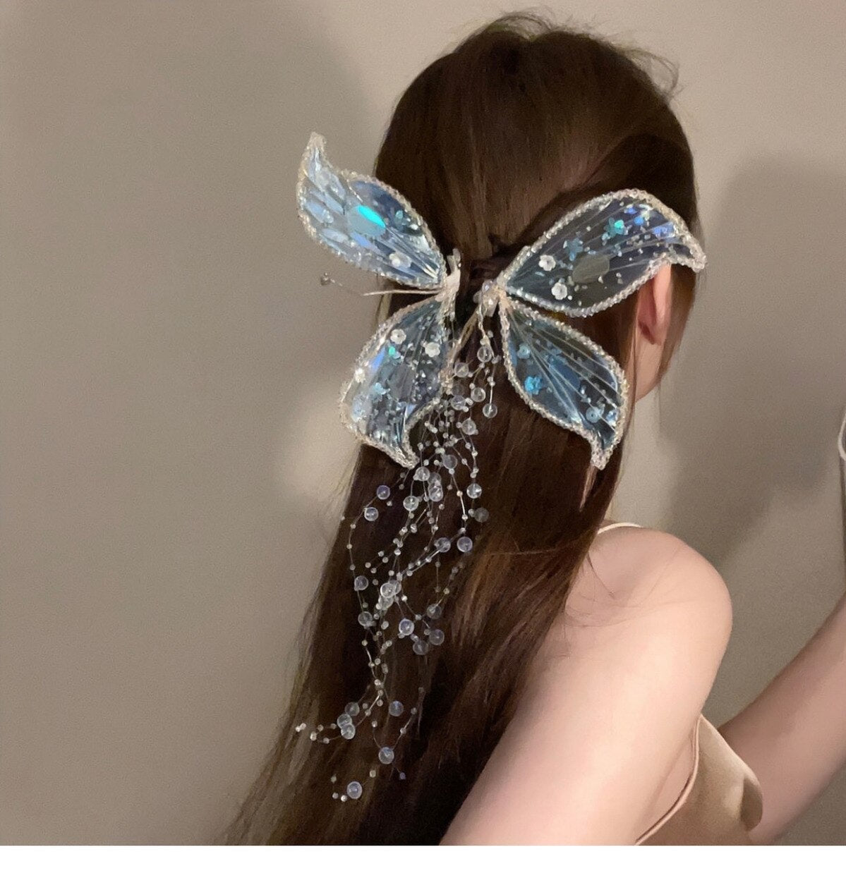 2PCS Butterfly Elf Ear Crystal Hair Clip