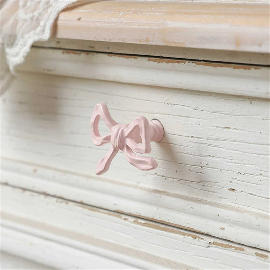 2Pcs Pink Bow Drawer knob