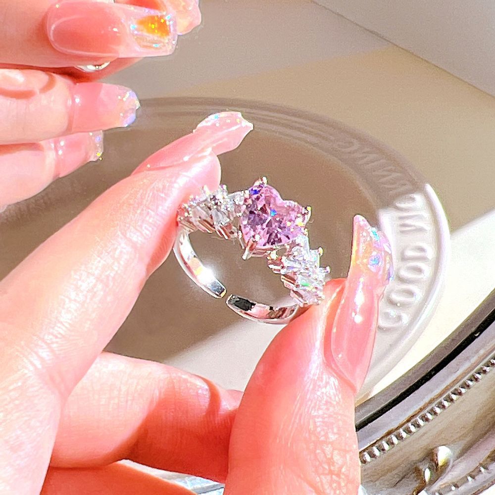 Y2K Pink Rhinestone Rings