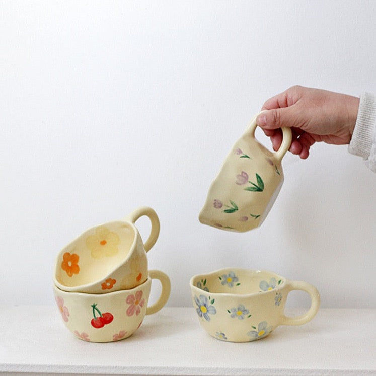 Handmade Floral Ceramic Mugs