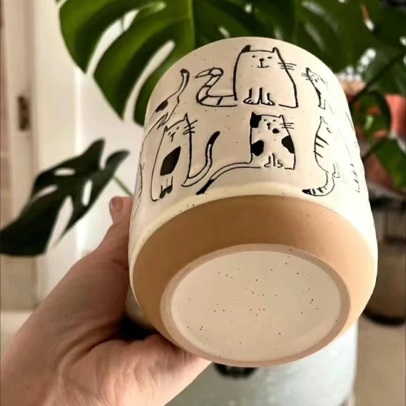 Engraved Cat Ceramic Mug