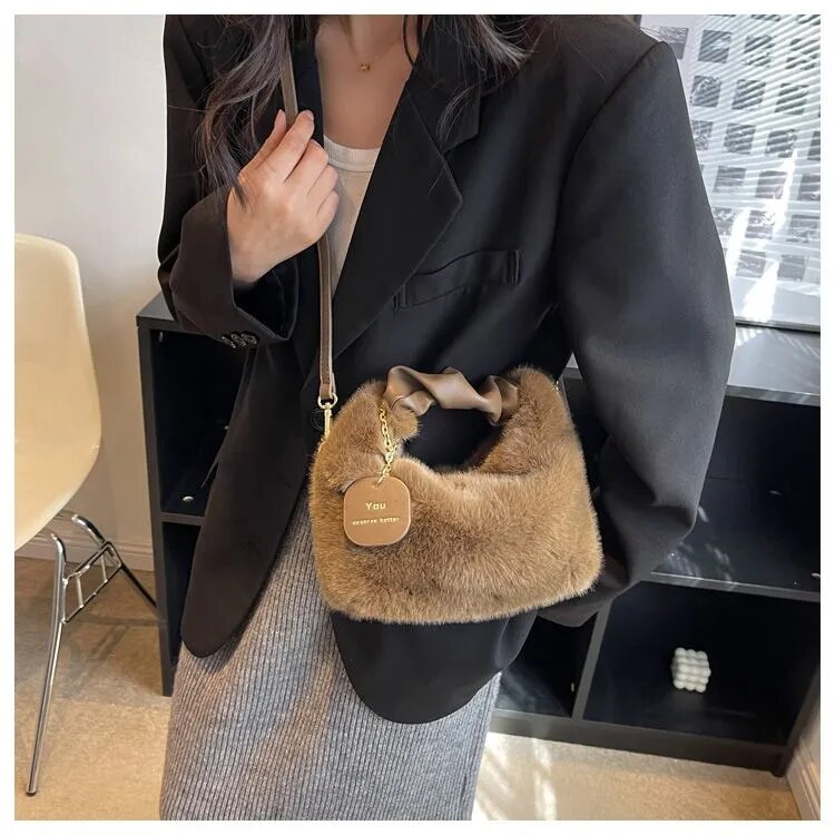 Half Moon Fur Handbag