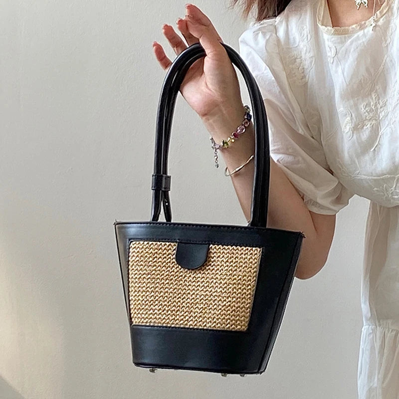 Straw Basket Shoulder Bag