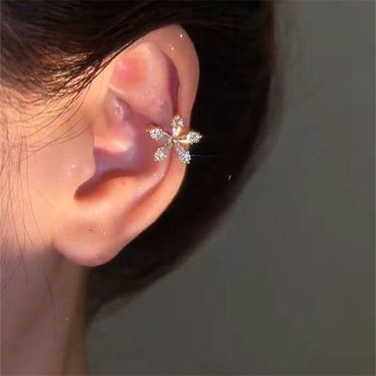 Crystal Flower Ear Clips