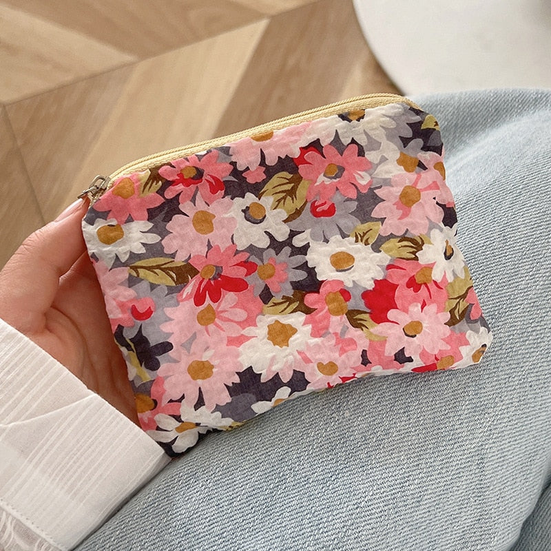 Flower Embroidered Coin Purse