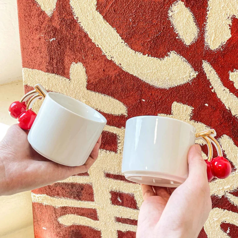 Hand-Painted Cherry Ceramic Mug