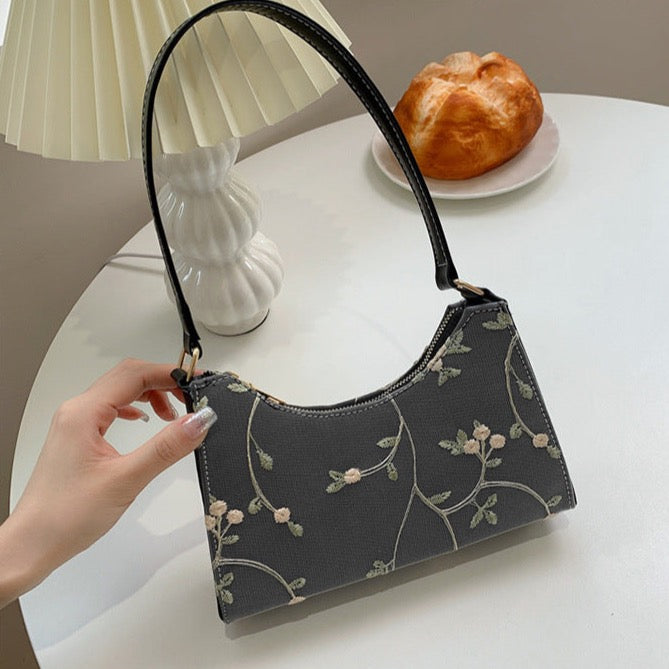 Flower Embroidered Handbag