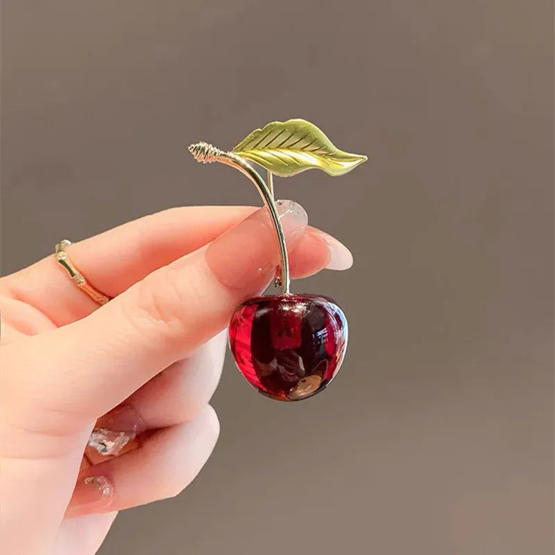 Red Cherry Brooch Pin