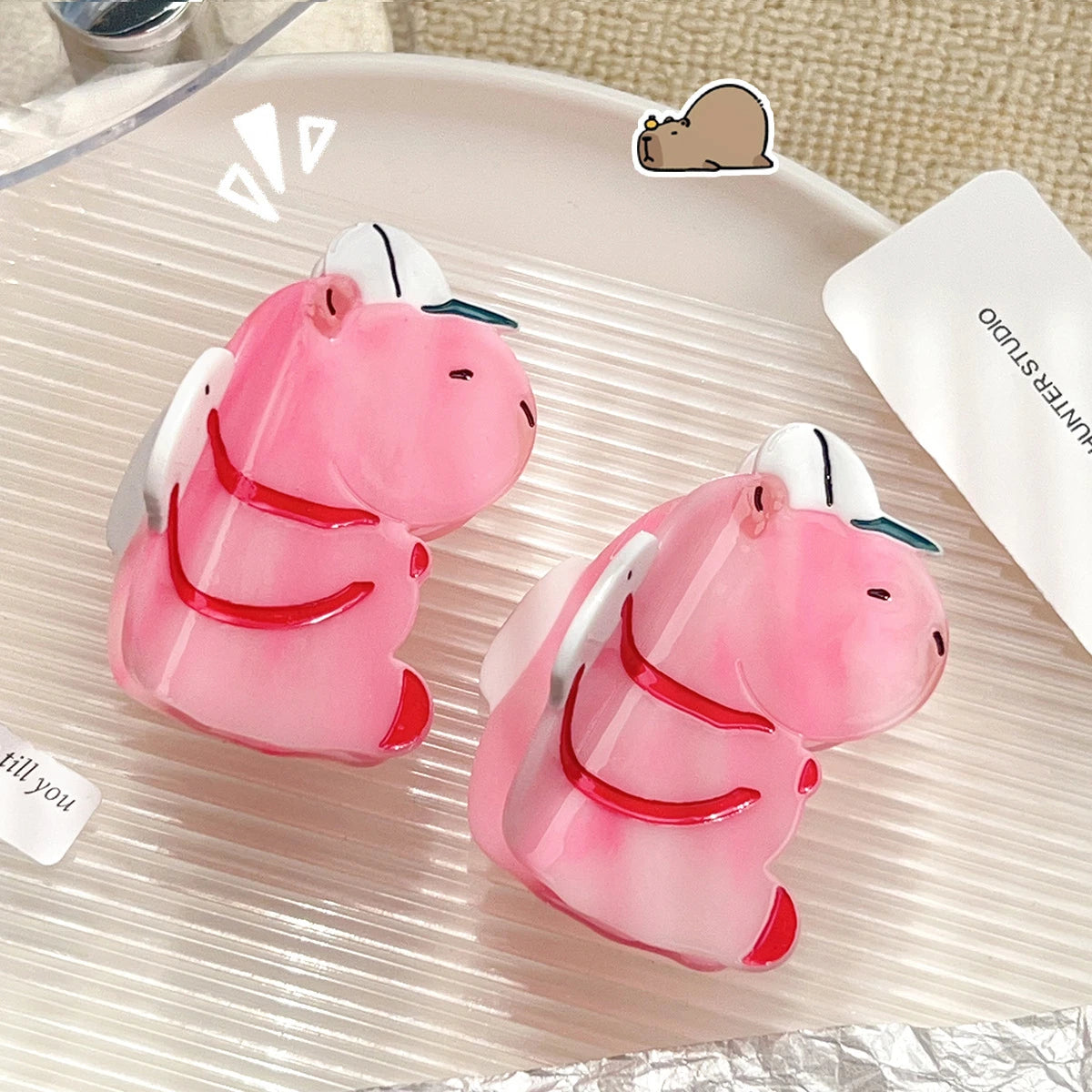 Pink Capybara Hair Claw Clip