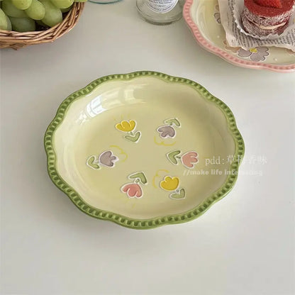 Hand-Painted Ceramic Tulip Plate