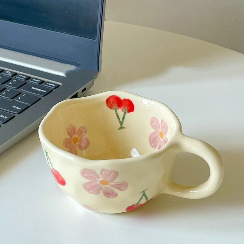 Handmade Floral Ceramic Mugs