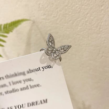 Rhinestone Butterfly Ring