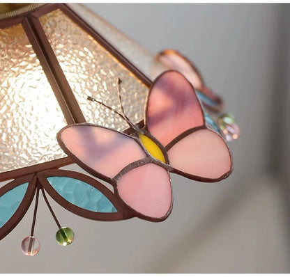 Stained Glass Butterfly Pendant Lamp