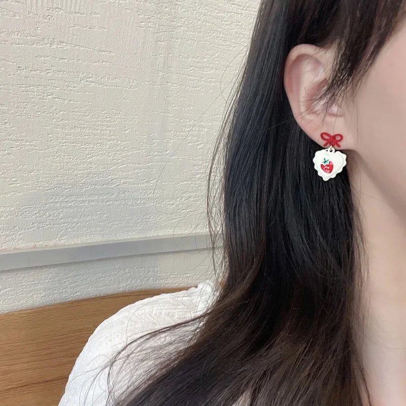 Red Strawberry Bowknot Earring