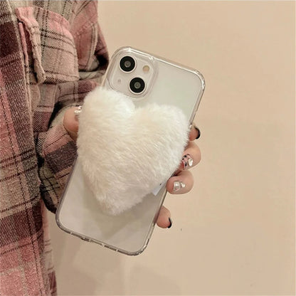 Furry Heart Plush Pop-Socket