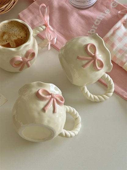 Handmade Pink Bow Ceramic Mug