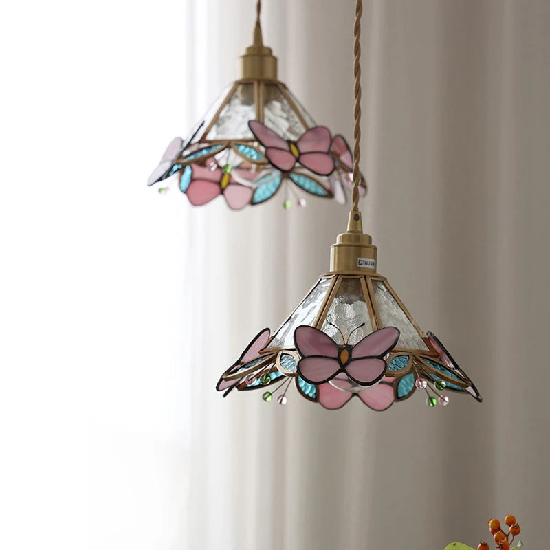 Stained Glass Butterfly Pendant Lamp