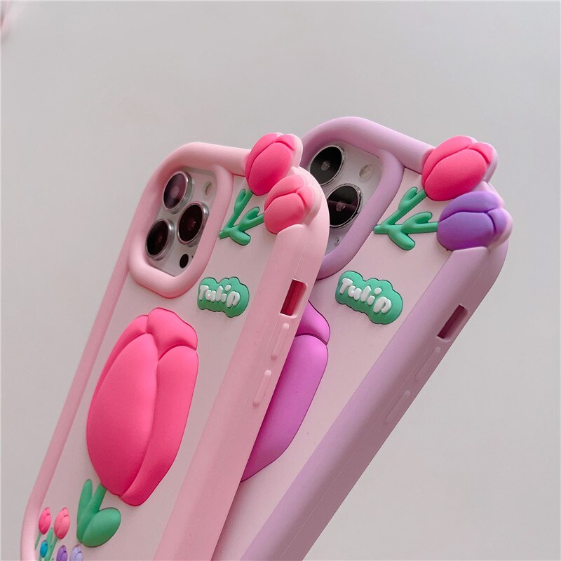 Pink 3D Tulip Phone Case