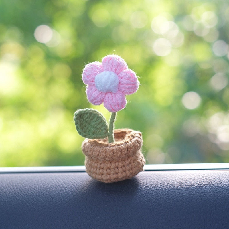 Mini Handmade Crochet Flowers Pots