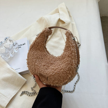 Fur Half Moon Handbag