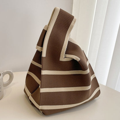 Mini Knit Stripe Plaid Tote Bag