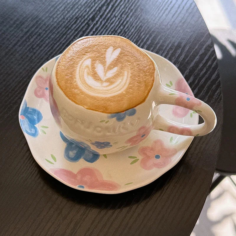 Flower Cup and Saucer Ceramic Mug