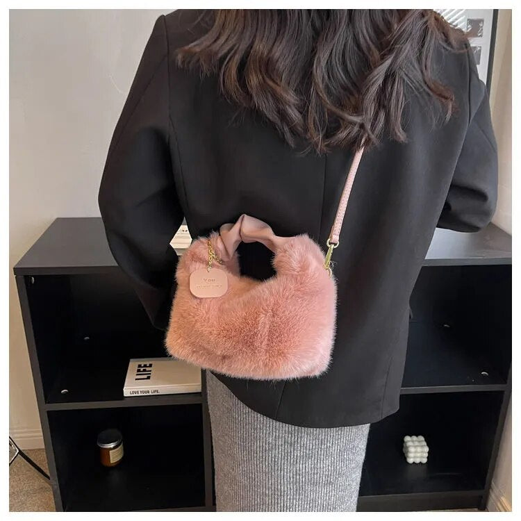 Half Moon Fur Handbag