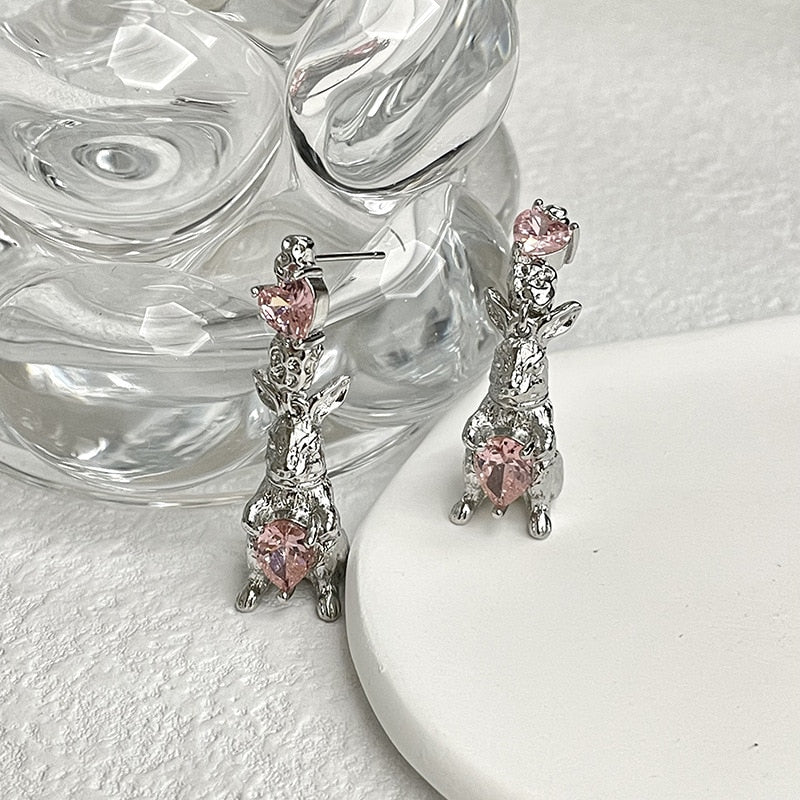 Y2K Pink Rhinestone Earrings