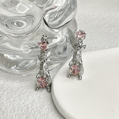 Y2K Pink Rhinestone Earrings