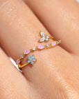 Delicate Floral Butterfly Ring