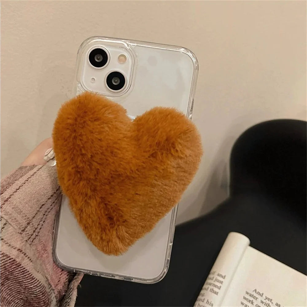 Furry Heart Plush Pop-Socket