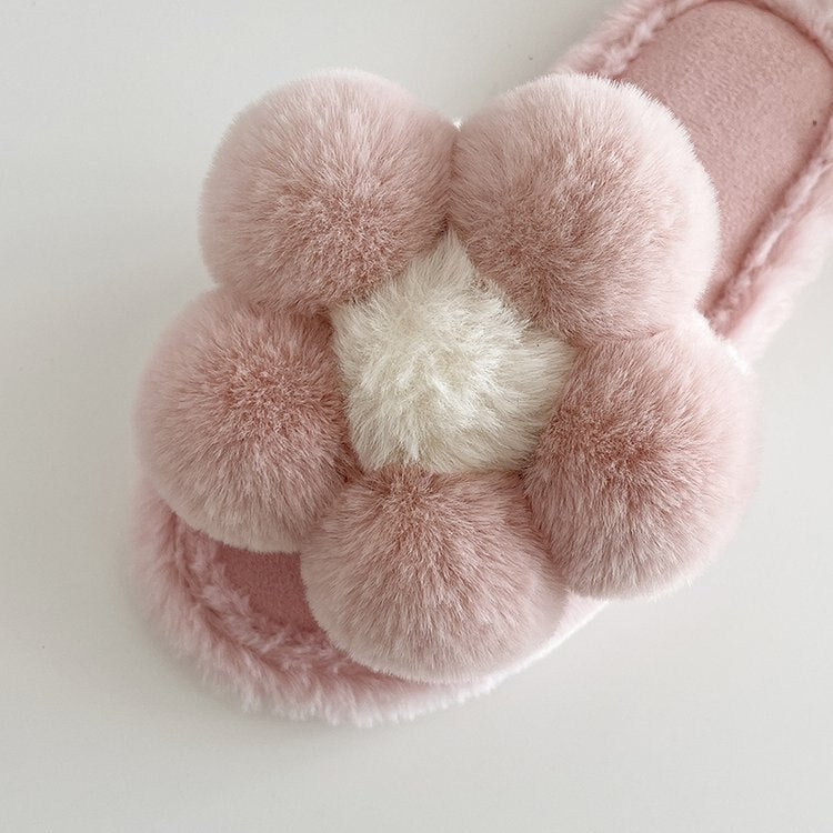 Plush Flower Slippers