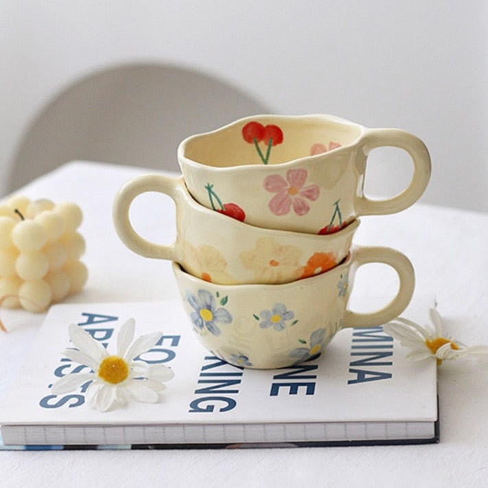 Handmade Floral Ceramic Mugs