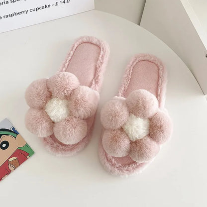 Plush Flower Slippers