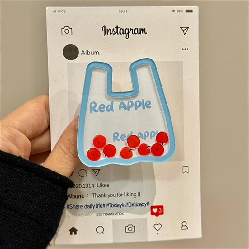 Plaid Apples Bag Pop Socket