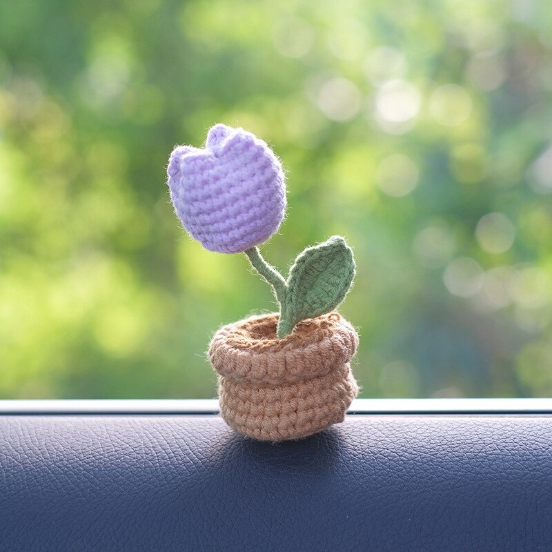 Mini Handmade Crochet Flowers Pots