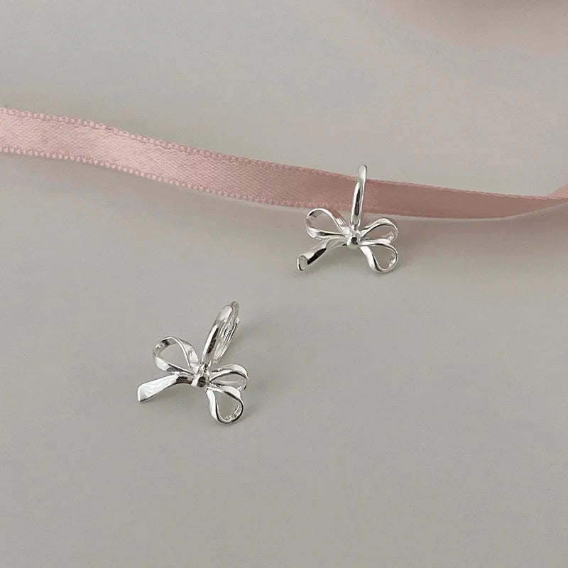 Mini Silver Bowknot Earrings